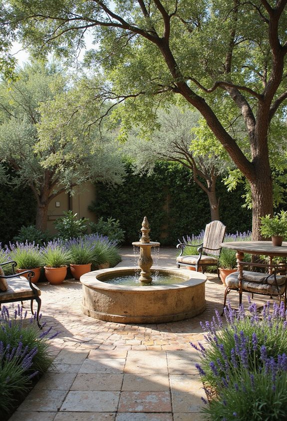 garden oasis with fountain