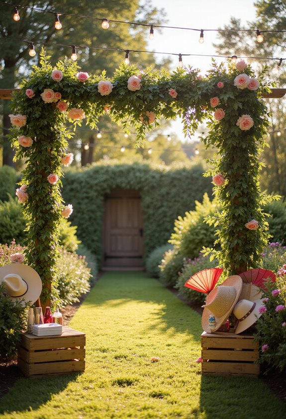 garden photo booth setup