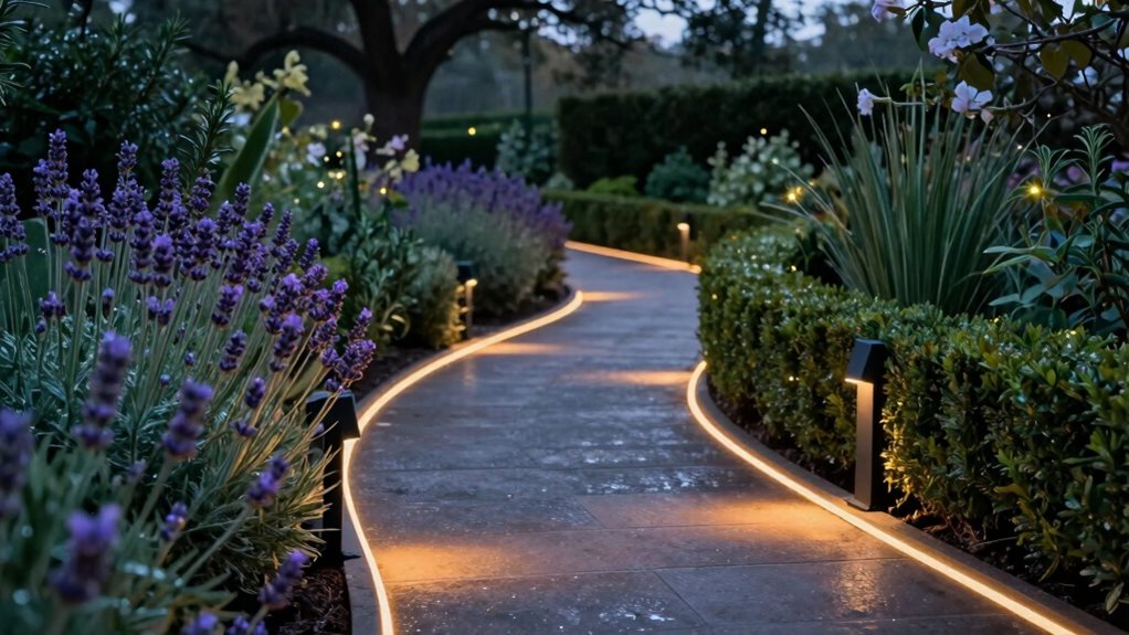 glowing fence night ambiance