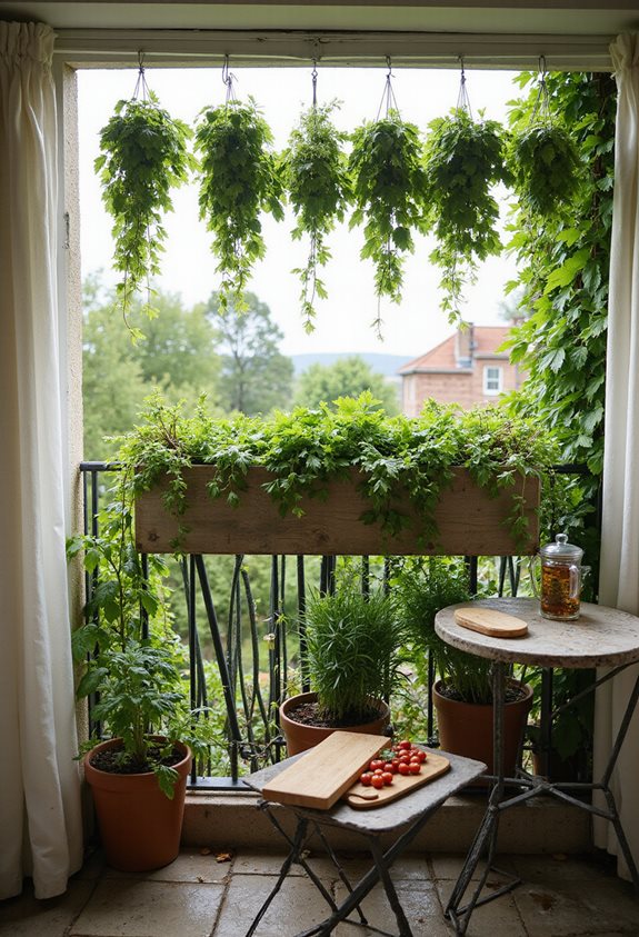 herb racks on balcony