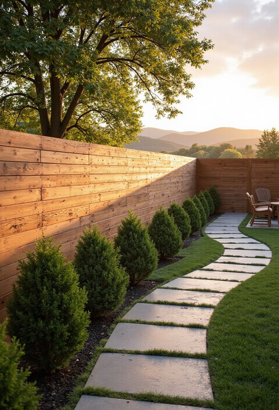 layered horizontal wood privacy