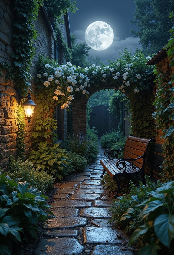 magical nighttime garden blooms