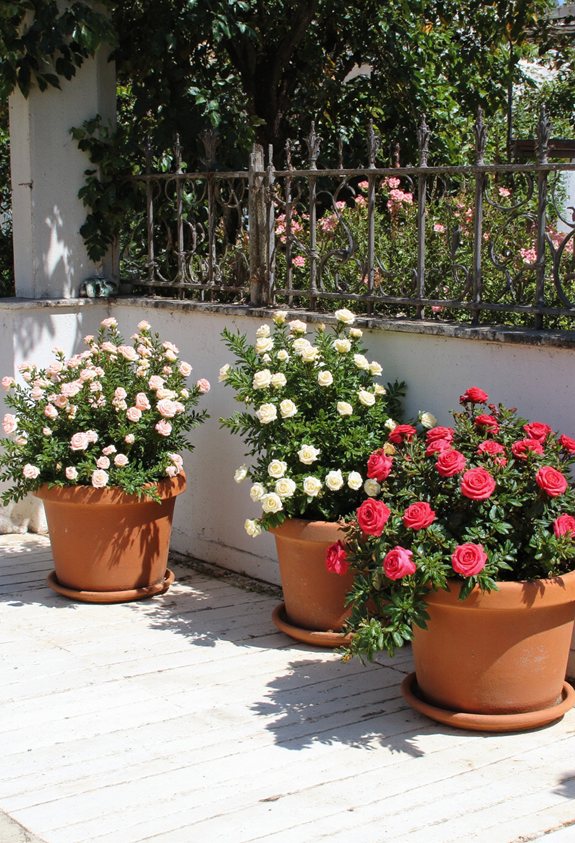 miniature roses in pots