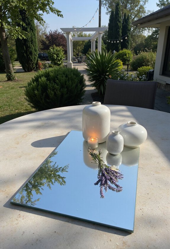 mirror expands patio space