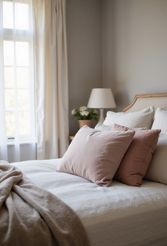 muted soft throw pillows