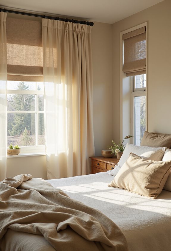 neutral layered curtains and blinds