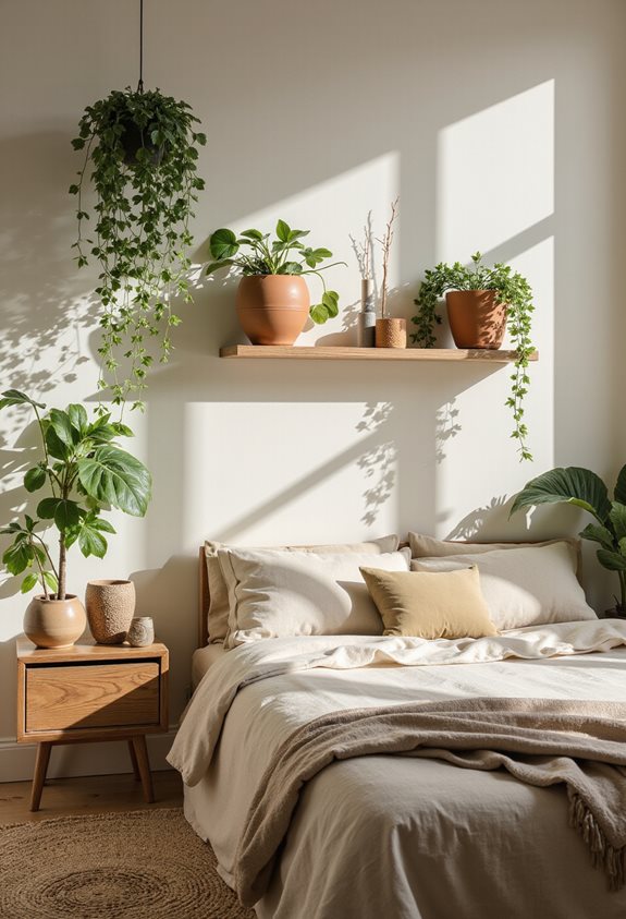 neutral pots calming greenery