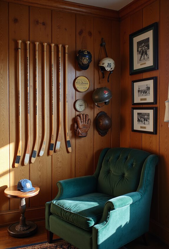 nostalgic sports stick display