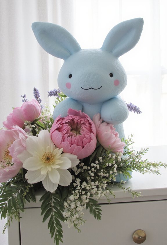 paper m ch bunny with flowers