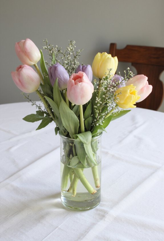 pastel tulip spring centerpiece