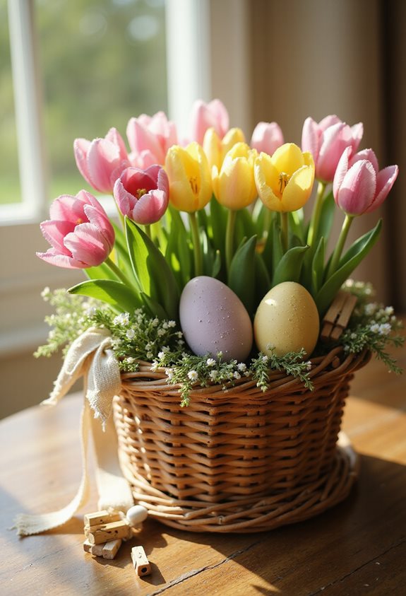 pastel tulips and eggs