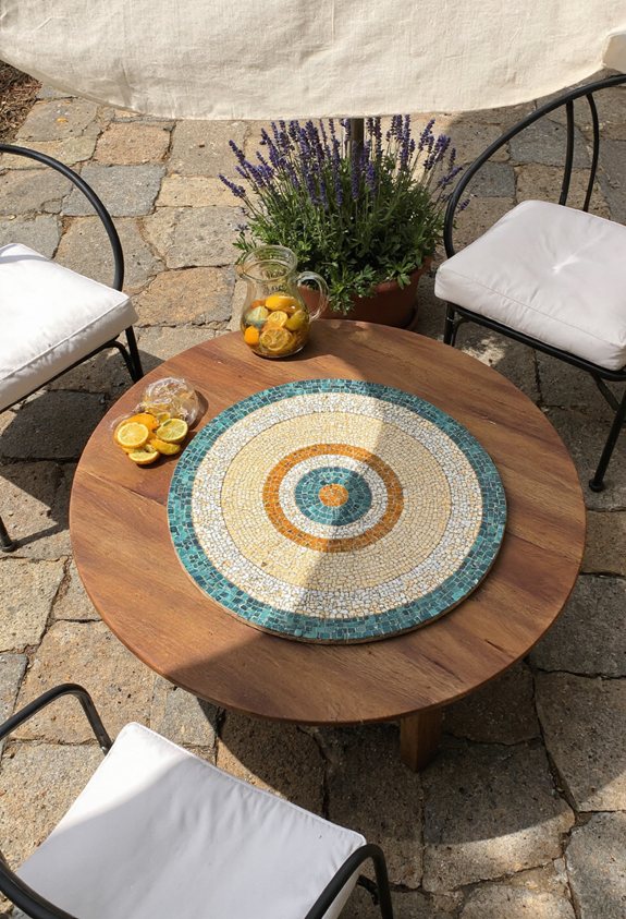 patio tile mosaic centerpiece