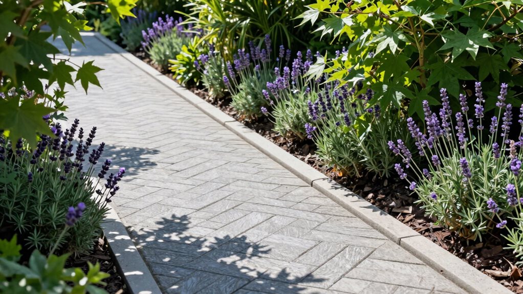 patterned concrete paver border