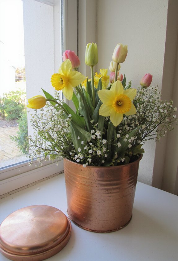 recycled tin easter bouquet