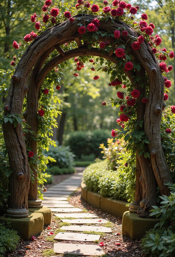 romantic rustic rose arch