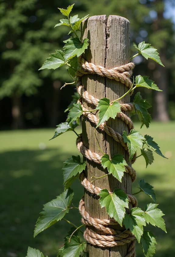 rope wrapped ivy post