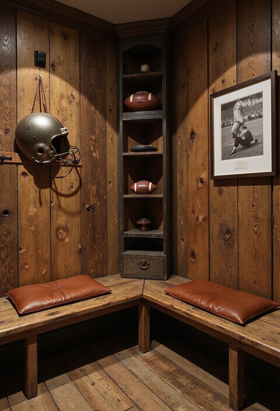 rustic locker room wood accents