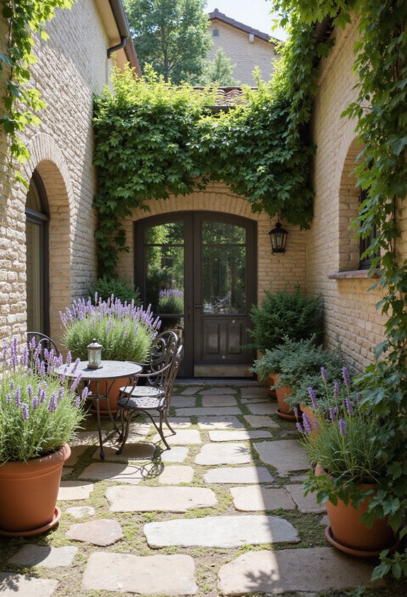 rustic stone or brick flooring