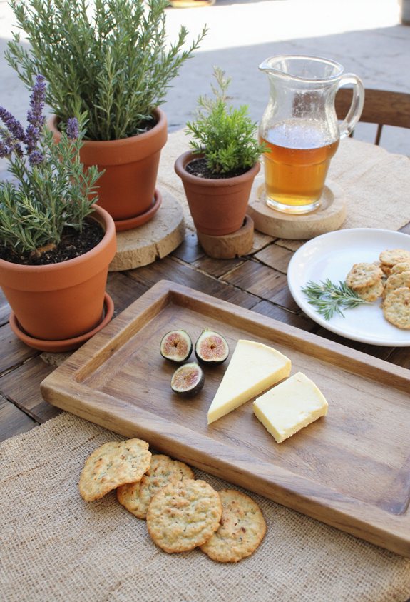 rustic wooden snack tray