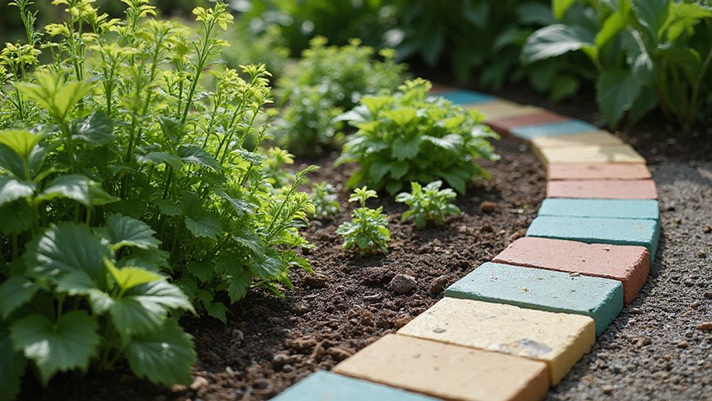 seasonal painted brick border