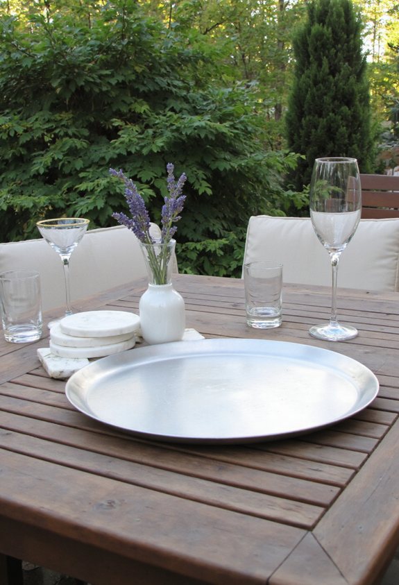 shiny metallic tray accents