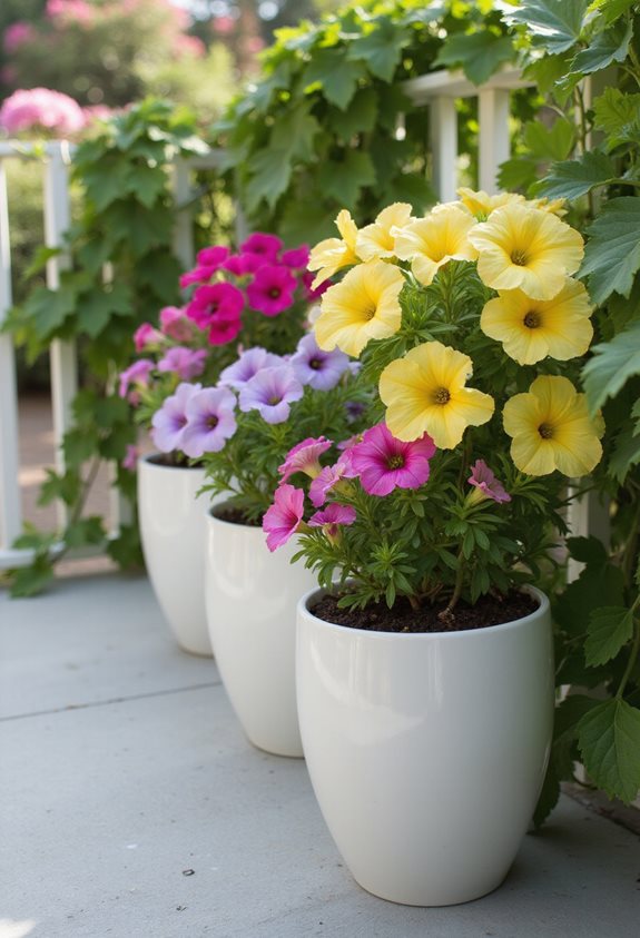 sleek white petunia container