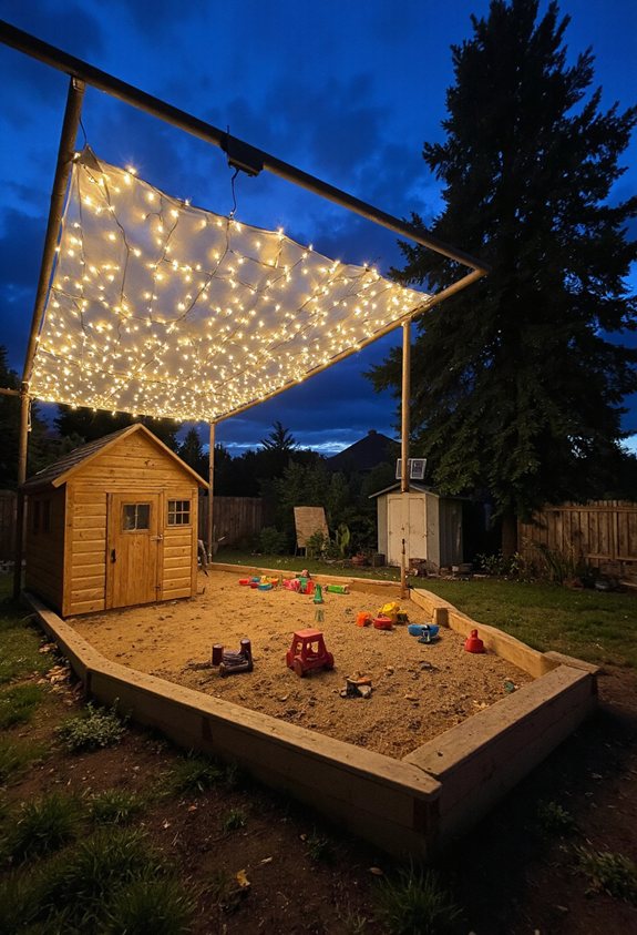 solar lit backyard canopy