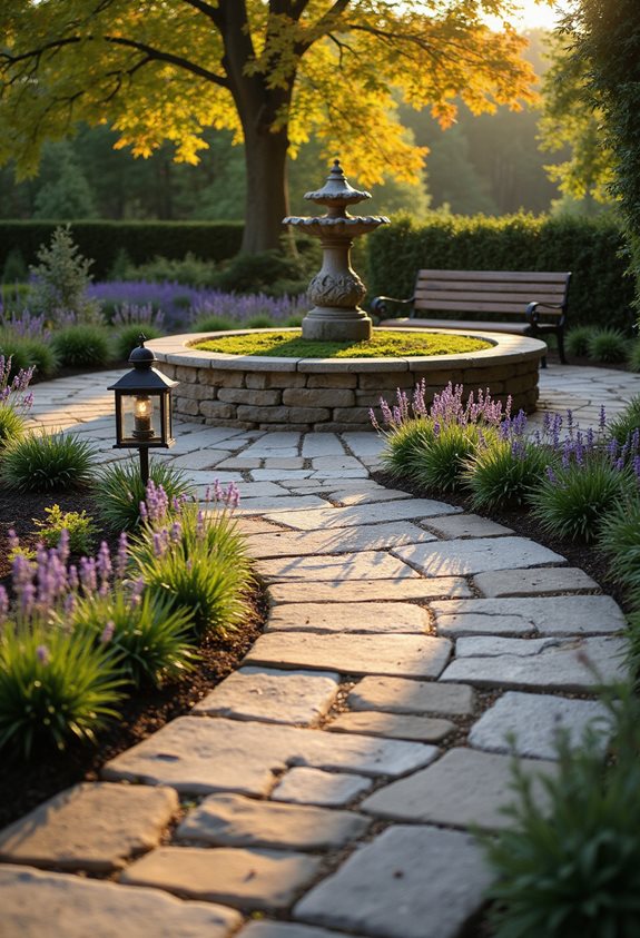 spiral walkway with flowers