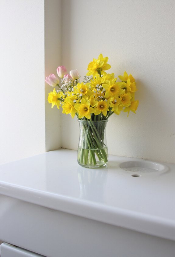 springy daffodil bathroom display