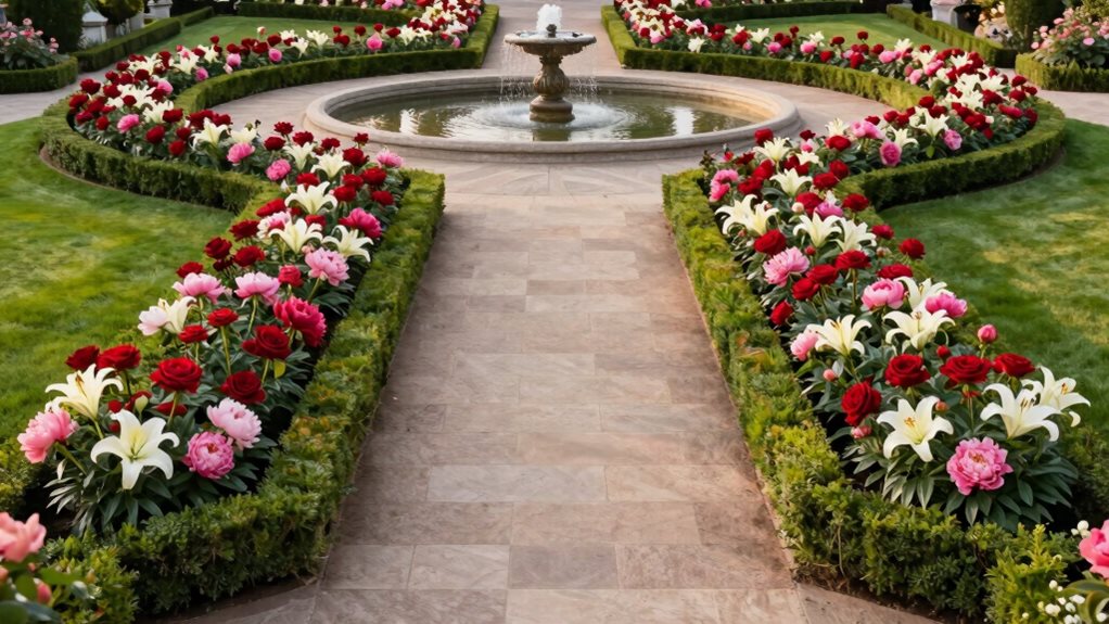 symmetrical mirrored garden beds