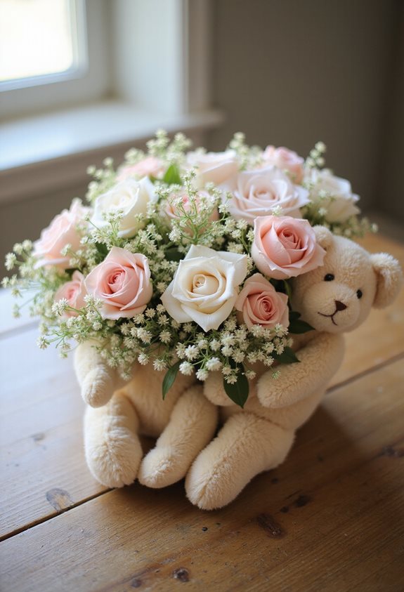 teddy bears with flowers