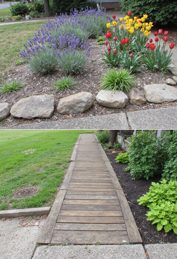 textured mixed material border