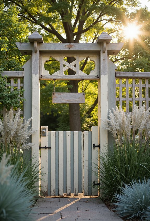trellis backed garden gate