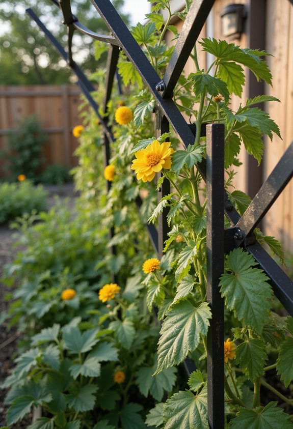 vertical cucumber lattice gardening