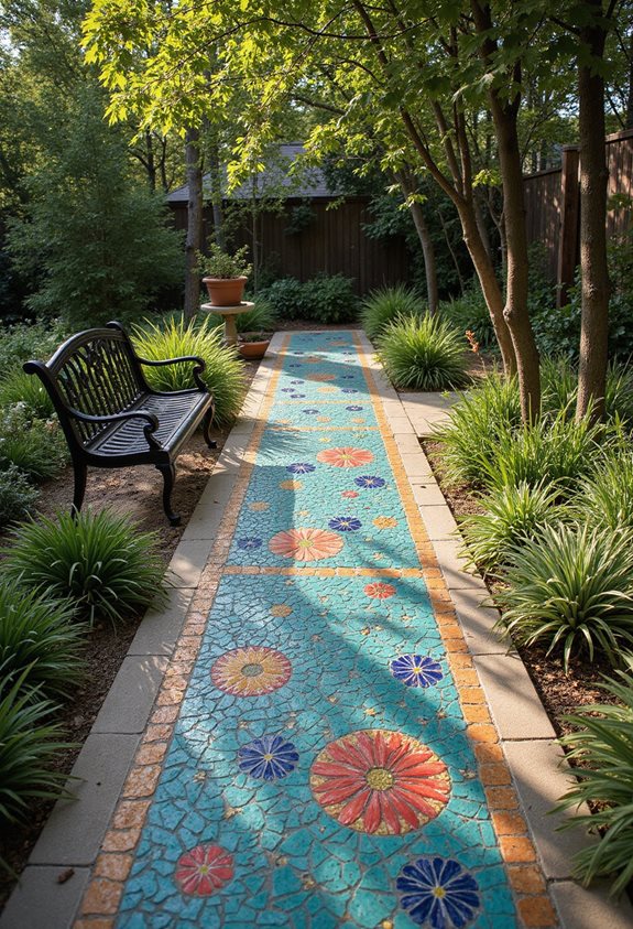 vibrant mosaic tile walkway