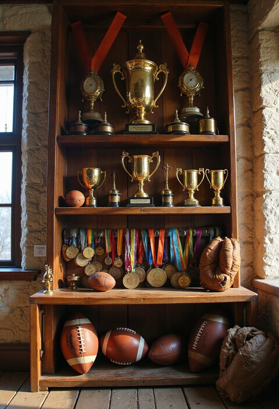 vintage medals trophy display