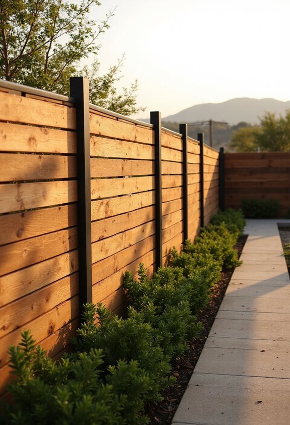 warm steel wood fence