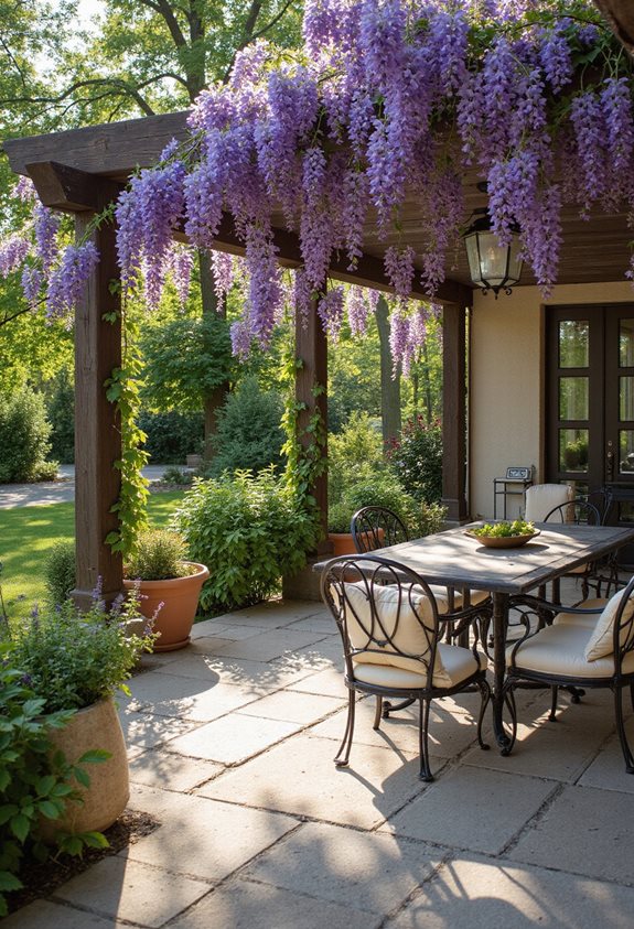 wisteria covered pergola oasis