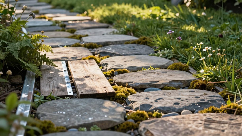 wood stone metal border