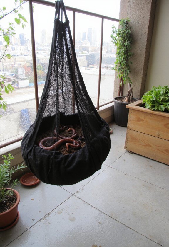 balcony hanging worm compost