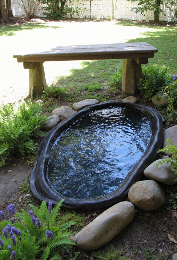 bench oasis water feature