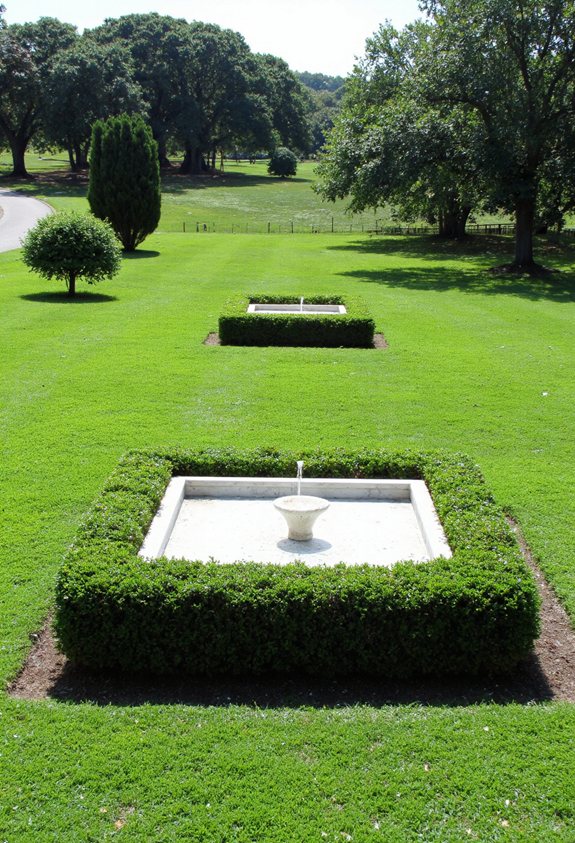 boxwood islands add visual interest