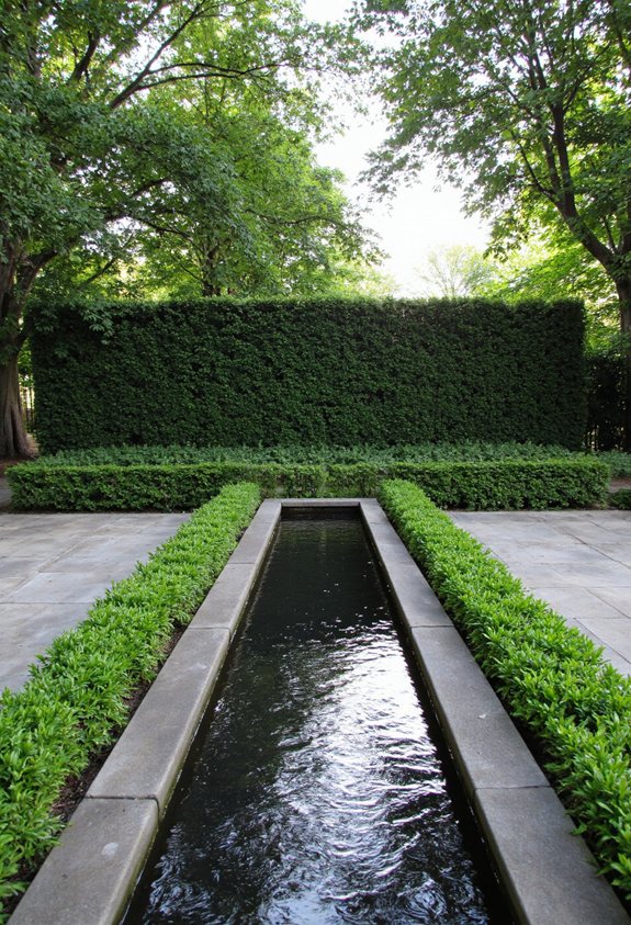 boxwoods harmonize water features