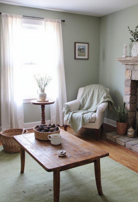 calm sage green living