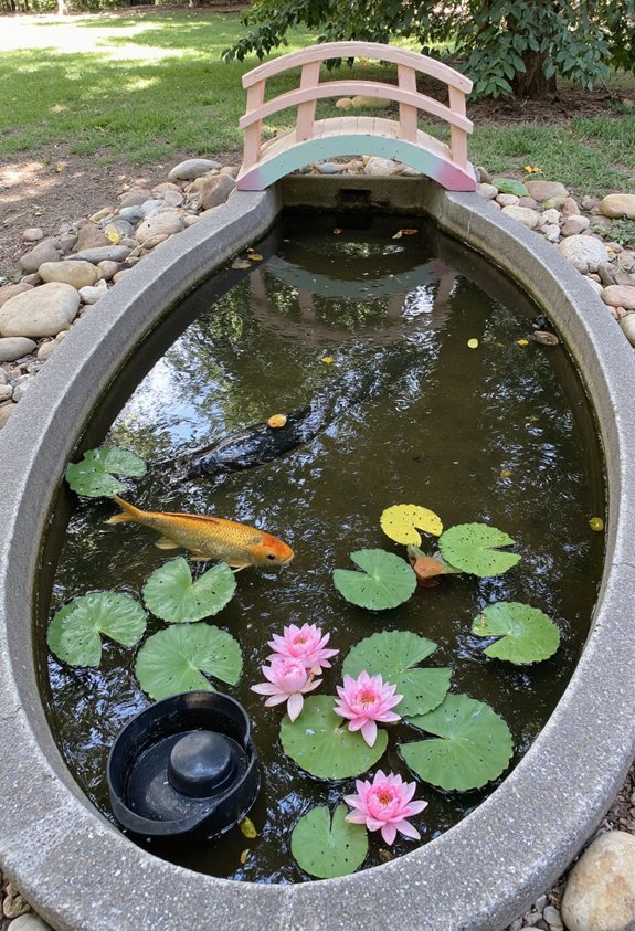 compact koi pond installation