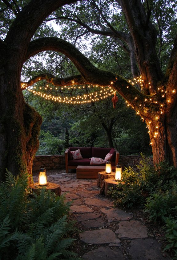 dappled garden twilight illumination