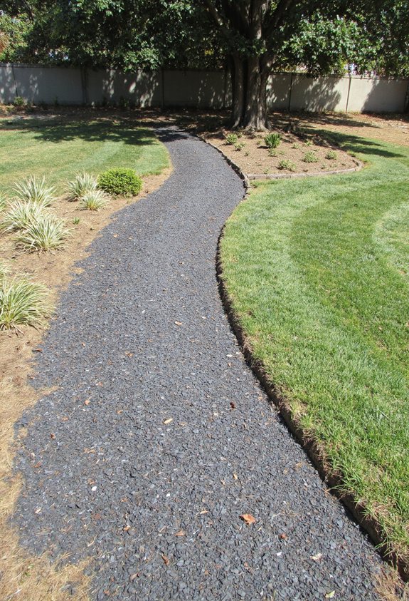 decorative rock mulch slows runoff