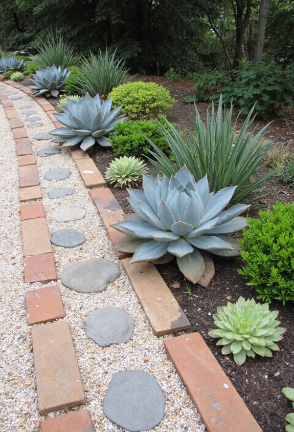 drought resistant sculptural succulent border