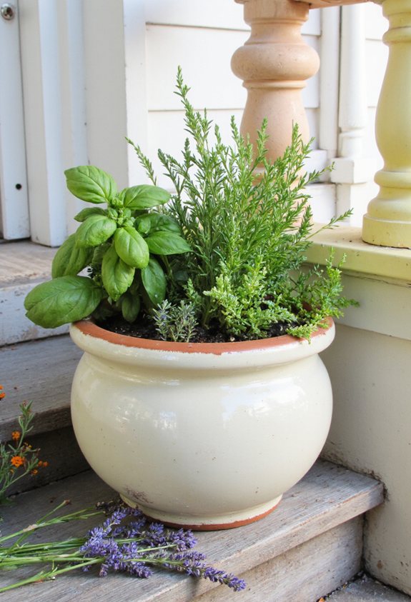 hand painted seasonal herb pot