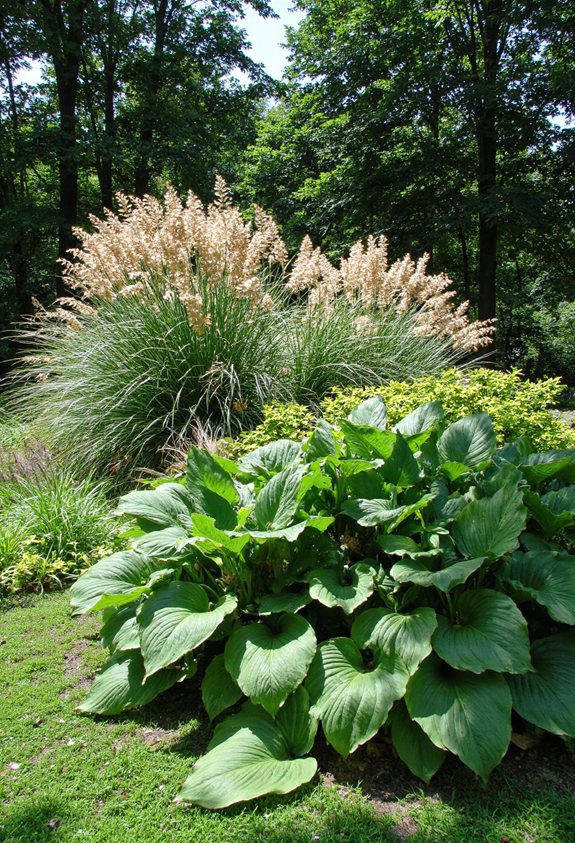 hostas grasses shade movement